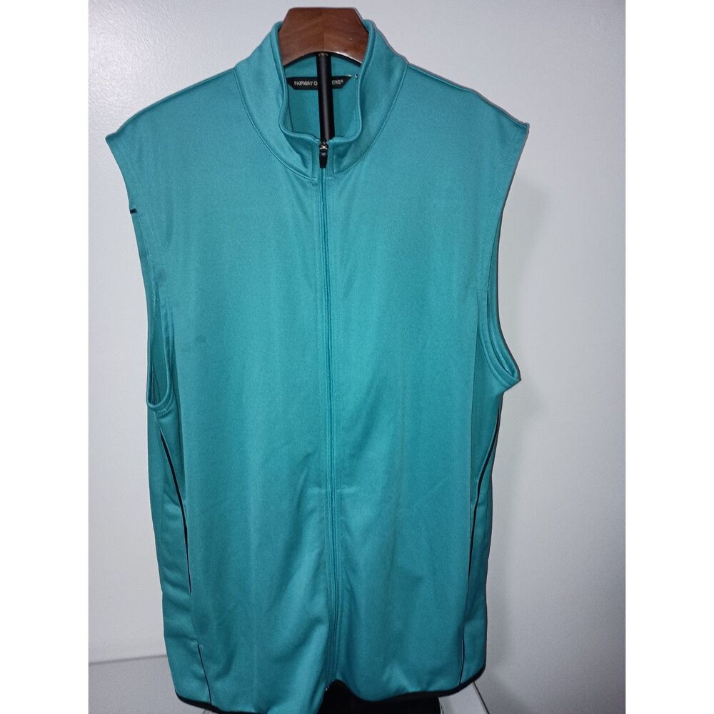 FAIRWAY OUTFITTERS, Turquoise Full Zipper Vest, Men Size XL